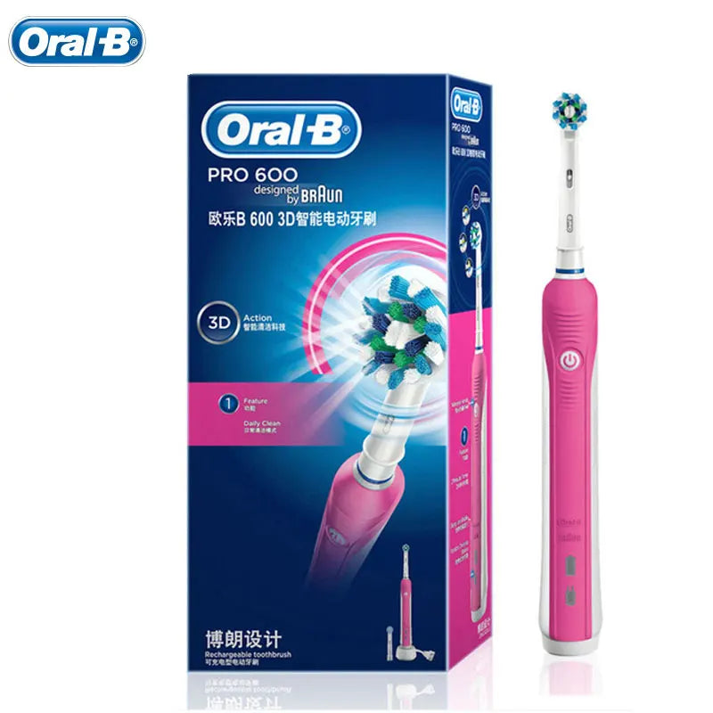 🦷 Cepillo de Dientes Eléctrico Oral-B Pro600: Blanco 3D, Cabezal Redondo y Resistente al Agua 🌟