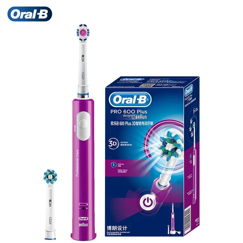 🦷 Cepillo de Dientes Eléctrico Oral-B Pro600: Blanco 3D, Cabezal Redondo y Resistente al Agua 🌟