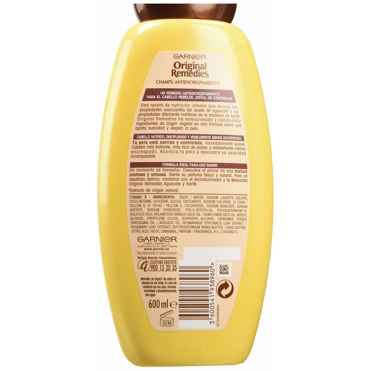 Anti-Frizz Shampoo Garnier Original Remedies Shea Avocado 600 ml