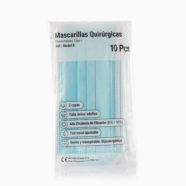 3 Layer Disposable Surgical Mask Type I Model B (Pack of 10)