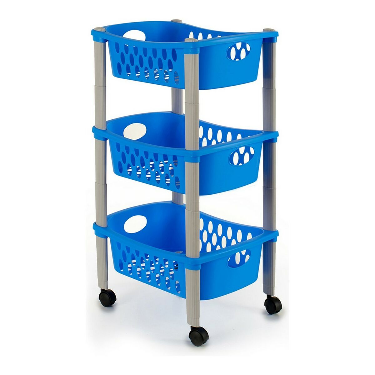 Vegetable trolley Stefanplast 3 levels Silver Blue Green Plastic