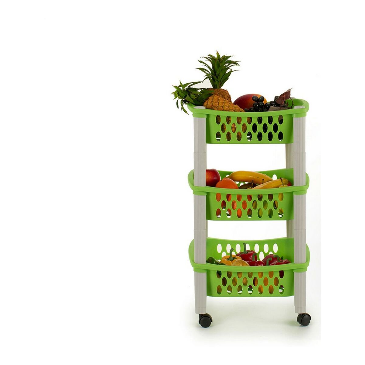 Vegetable trolley Stefanplast 3 levels Silver Blue Green Plastic