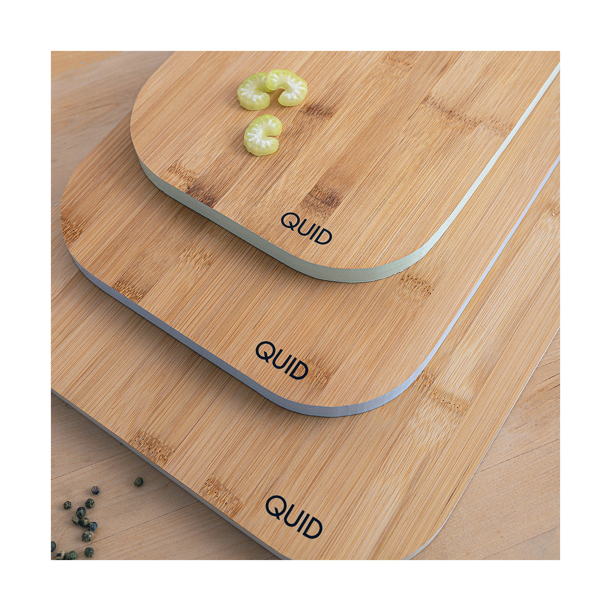 Bamboo Cutting Board Quid Blue Wood (33 x 23 x 1,5 cm)