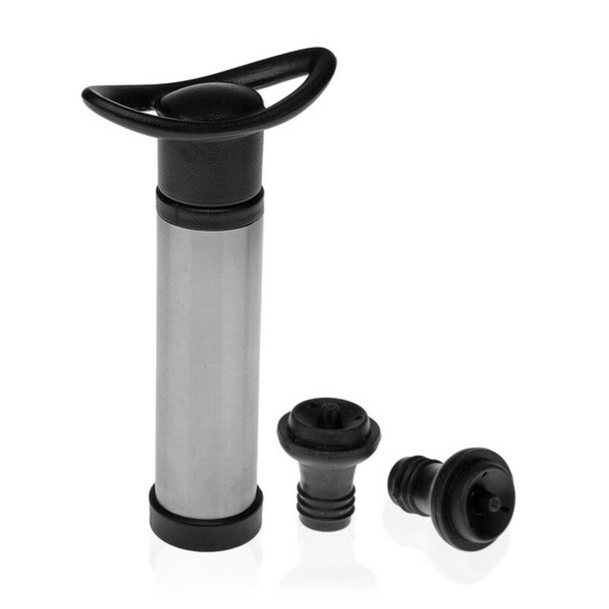 Vacuum Pump and Wine Stoppers Versa Steel Aluminium Silicone ABS (8 x 16 x 8 cm)