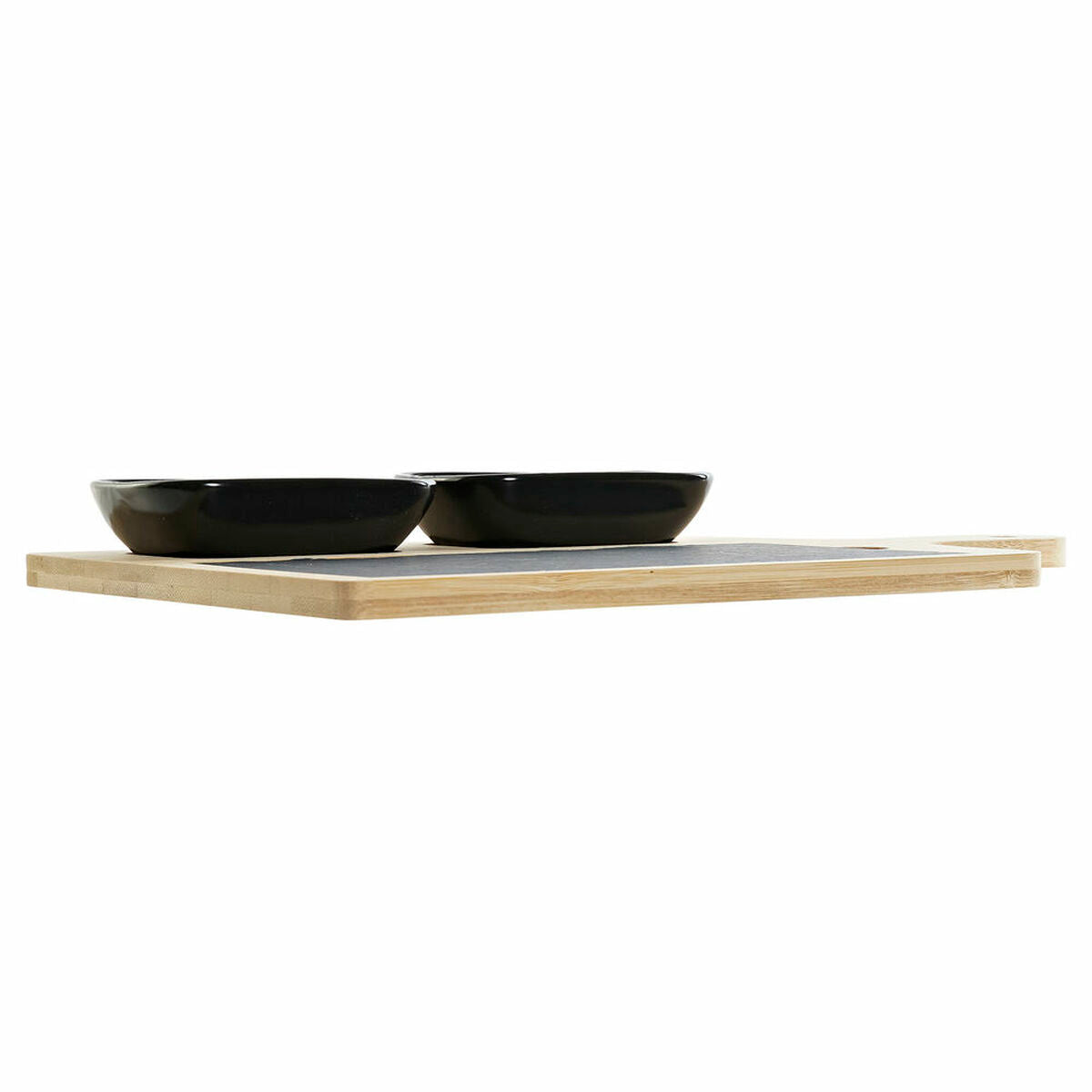 Appetizer Set DKD Home Decor Black Natural Bamboo Plastic Stoneware Board 33 x 19,7 x 3,5 cm (4 pcs)