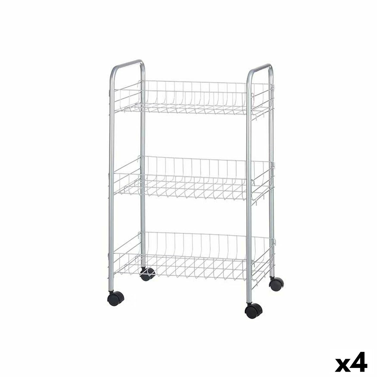 Vegetable trolley Silver Metal Plastic 37 x 27 x 62,3 cm (4 Units)