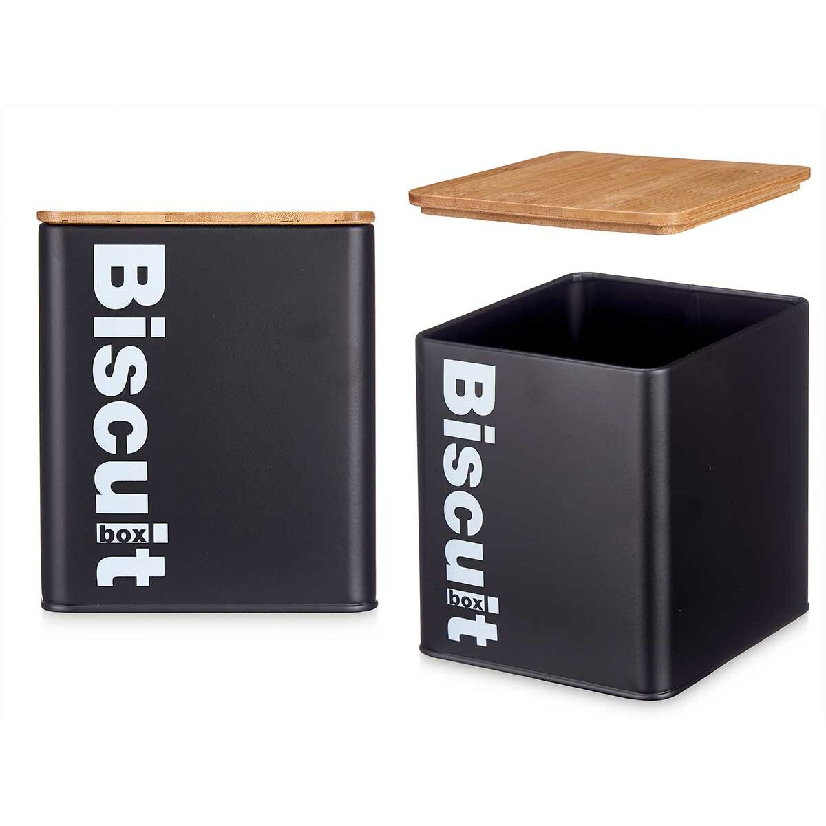 Biscuit and cake box Black Metal 13,7 x 16,5 x 14 cm (6 Units)